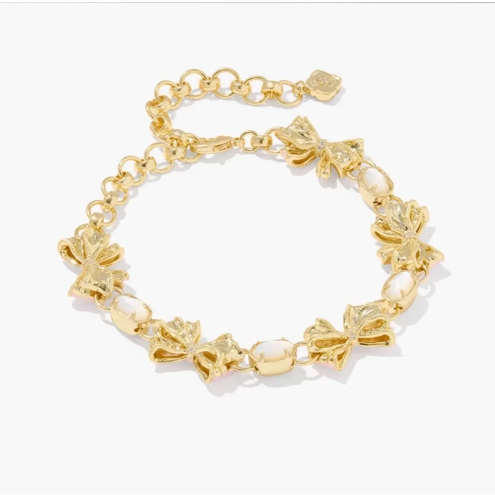 Kendra Scott x LoveShackFancy Bow Gold Delicate Chain Bracelet NEW‎